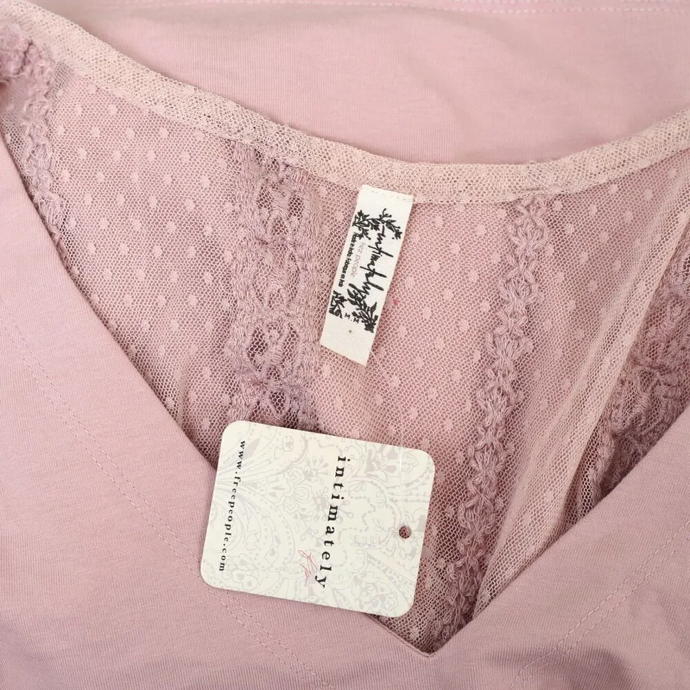 Intimatley Free People Who's That Girl Long-Sleeve Cropped Top Lace M New 280327